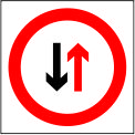  تابلوی "حق تقدم عبور با وسیله نقلیه مقابل است"قطر 45 کارتن پلاست 